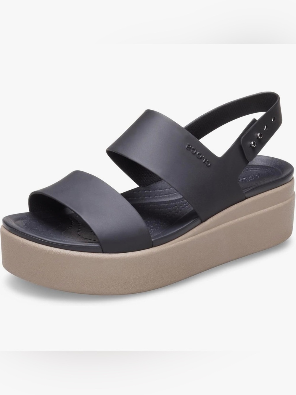 CROCS Black and Taupe Platform Sandals